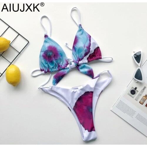AIUJXK Summer Print Swimwear Women Biquini 2021 New Arrival Sexy Tie 2 Pieces Swimsuit Female Bra And Panty Set Bathing Suit