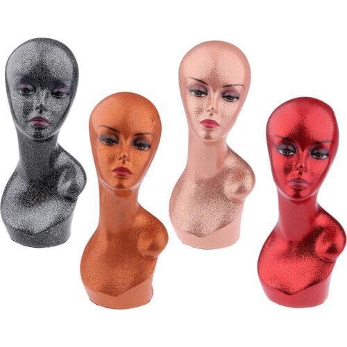 Glitter Mannequin PVC Manikin Head Realistic Mannequin Head Bust Wig Head Stand for Wigs Jewelry Display Making Styling