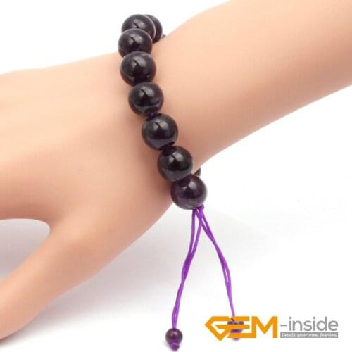 12mm 14mm Dark Color Amethysts Stone Bracelet ,Natural Stone Bracelet,Lucky Stone For Aquarius The Stone Of Honesty