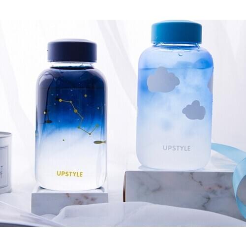 Cute Touch The Sky Constellation Gradient Glass Drinking Bottle Portable Sports Water Bottle My Bottle Kawaii Girl Drink Bottles