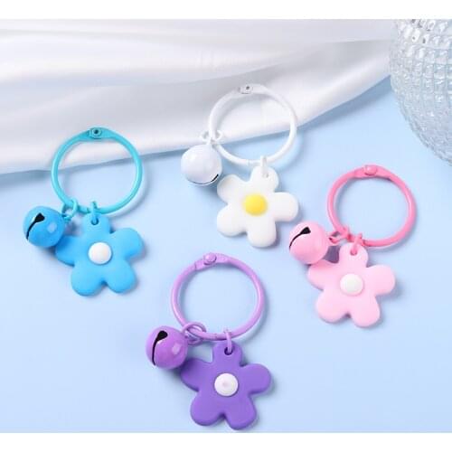 Flower Keychain with Bell Nine Kinds of Color Cute Accessories 54*27MM Custom Decoration Backpack Clothes Gift for Friends
