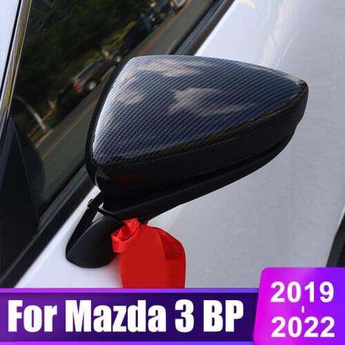 For Mazda 3 Alexa 2019 2020 Carbon Fiber ABS Car Side Rearview Mirror Protect Cap Cover Shell Trims Auto Styling Accessories