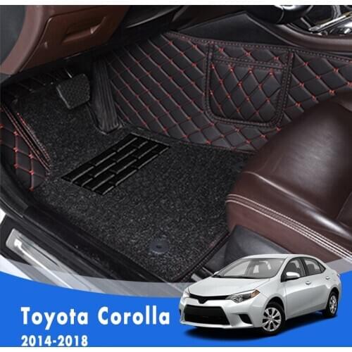 For Toyota Corolla XI 11th E170 2018 2017 2016 2015 2014 Luxury Double Layer Wire Loop Car Floor Mats Carpets Auto Accessories