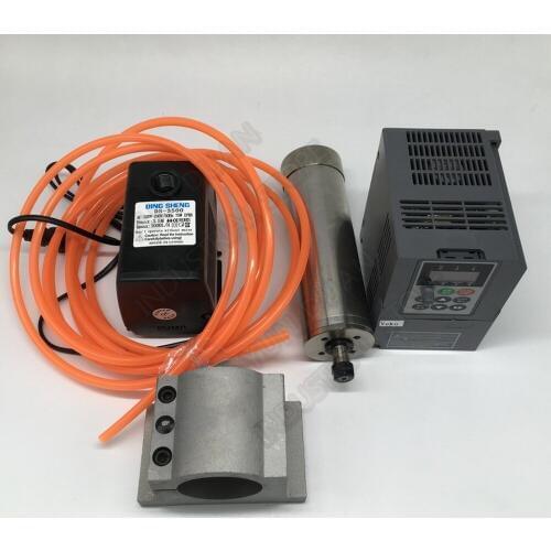 1.5KW 2hp 24000rpm ER11 80mm 220v Water Cooled AC Spindle Motor & VFD & Pump & Clamp Kit for CNC Router Engraving Woodworking