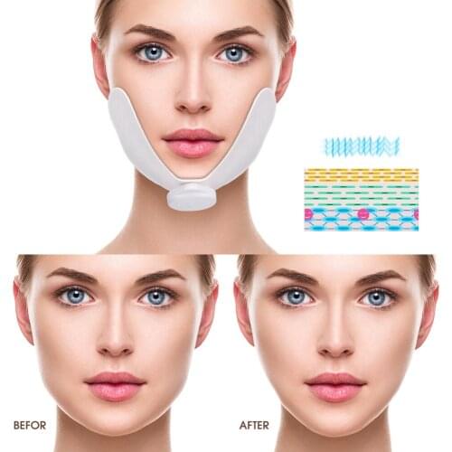 EMS Face Lifting Massager Electronic Pulse Muscle Stimulator V Face Slimming Exerciser With Gel Pads Facial Skin Lift Tools
