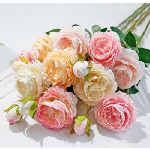 European 3 head peony simulation flower wedding photography home wedding decoration fake peony