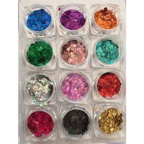 1Set 2-3mm Holographic Heart Glitter Sequins | peach pink Color Heart Confetti Falks| Irregular Heart Sequins for Nail Art