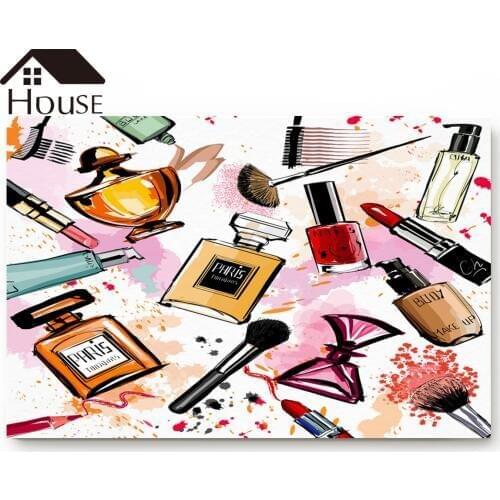 Cosmetics Perfume Lipstick Bow Female Bath Rugs Non-Slip Doormat Door Mat Bathroom Accessories