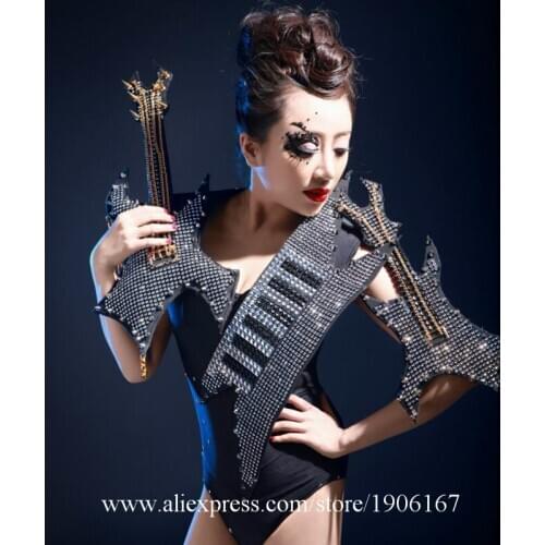 Bar Nightclub Grand Event Singer Dancer Clothes Dance Team DS Black Armor Ballroom Stage Performance Costume