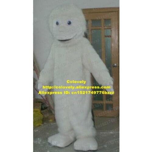 White Snow Monster Beast Wendigo Yeti Ape Simian Orangutan Gorilla Mascot Costume Clear Eyes Big Globe White Head No.4685