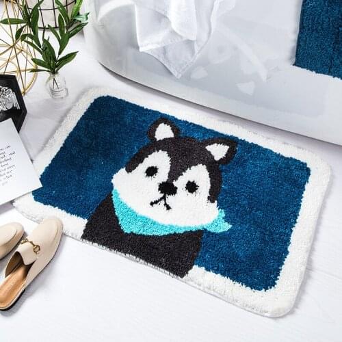 Cartoon Shiba Inu Akita Dog Door Mat Home Decor Flocking Absorbent Bathroom Rugs Living Room Bedroom Soft Non-Slip Floor Carpet