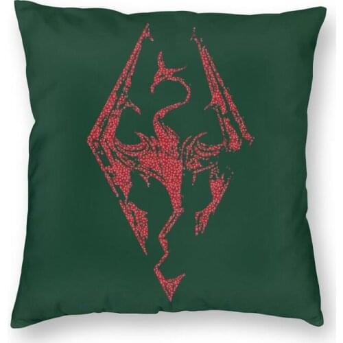 Skyrim Fire Dragon Logo Square Throw Pillow Case Home Decorative 3D Printing Dragon Games Cushion Cover for Living Room