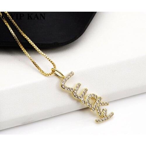 Fashionable white zircon charms Angel Pendant Lucky pendant necklace MAMA LOVE letters pendant jewelry Send friends gift