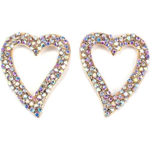 Fashion Simple Love Hearts Earrings Women Inlay Rhinestone Drop Earring Female Vitnage Statement ZA Earrings Indian Jewelry 2020