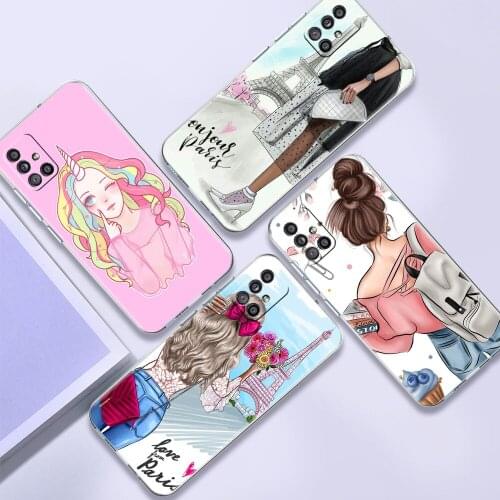 Soft TPU Case For Samsung Galaxy A51 A21s A52 A71 A12 A31 A41 A32 A02s M31 A11 A72 Transparent Phone Cover Fashion Unicorn Girl