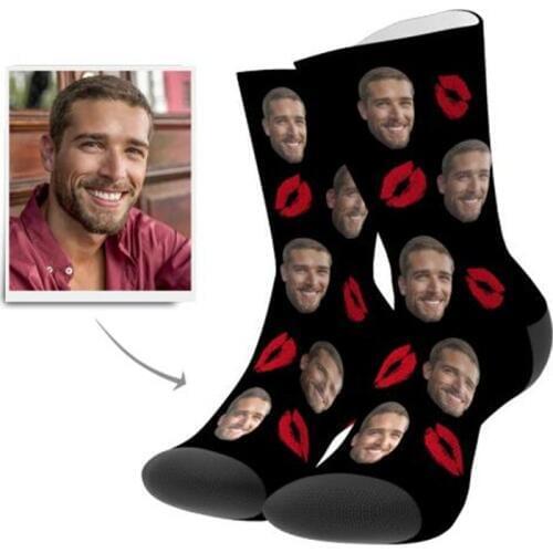 CUSTOM KISSING FACE SOCKS boyfriend birthday Valentines gift, custom husband head socks wedding Keepsake christmas present gift