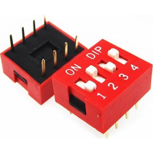 New 100pcs 4 Position 4P DIP Switch 2.54mm Pitch 2 Row 8 Pin Slide DIP Switch in stock Fast Shipping