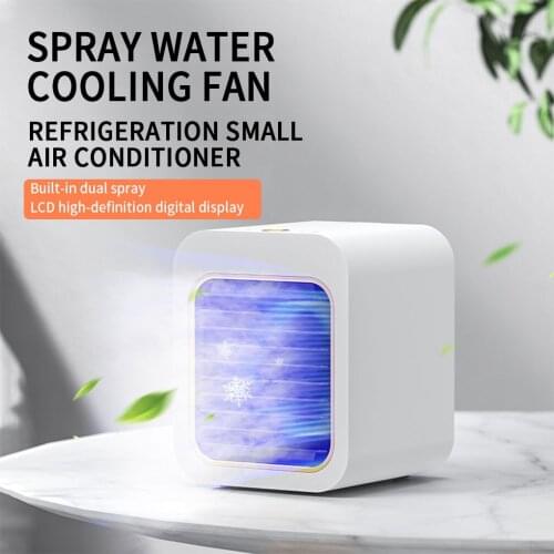 Air Cooler USB Rechargeable Fan Air Conditioner 100ML Cooling Fan LCD Display Adjustable Air Conditioner, Battery/Usb Type 2021