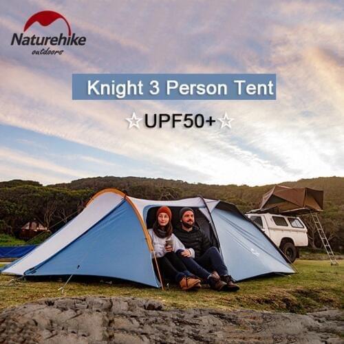 Naturehike Knight3 People Tent Oudoor Ultralight Tent for 3 People Road Trips Beach Camping Auto Traveling Tent Shade Awning