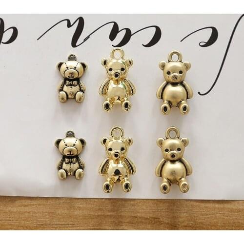 Retro style 30pcs/lot animals cartoon bears/bunny shape alloy floating locket charms diy jewelry earring/garment accessory
