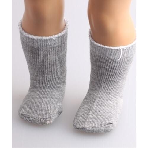 Fits 18 Inch American Dolls, 1 Pair Doll Sock Set of gray Doll Socks b497