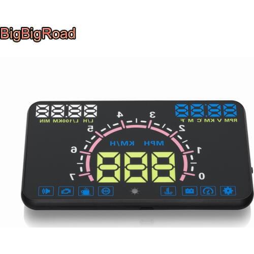 BigBigRoad For Hyundai Accent Veloster Kona Terracan Starex Sonata Getz i10 Car HUD Head Up Display Windscreen Projector OBD2