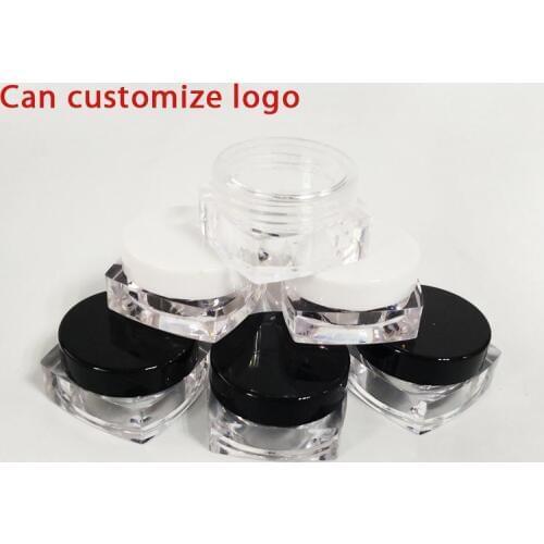 Empty plastic square 3g 5g jar 3ml 5ml cream pot loose powder jar refill container cosmetic packing