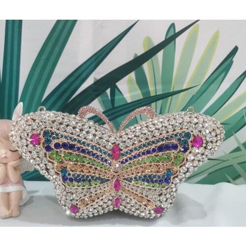 Multi-Colored Butterfly Clutch Blue/White/Green Rhinestone Evening Clutches For Women Dinner Purses Phone Wedding Handbags
