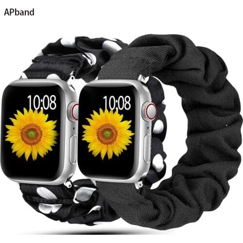 Scrunchie Strap For Apple watch band 40mm 44mm 42mm 38mm 42 mm Elastic Nylon bracelet Solo Loop band iWatch series 6 5 4 3 se