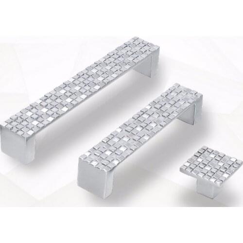 Silver Dresser Pulls handles Knobs Drawer Handles / Mosaic Cabinet pulls Handle Knob Kitchen Cupboard Handle Hardware