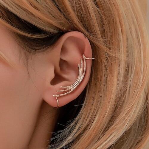 Fashion Gothic Angel Wing Full Geometry Shaped Women Gifts Party Clip Earrings Ear Cuff Shiny Earring