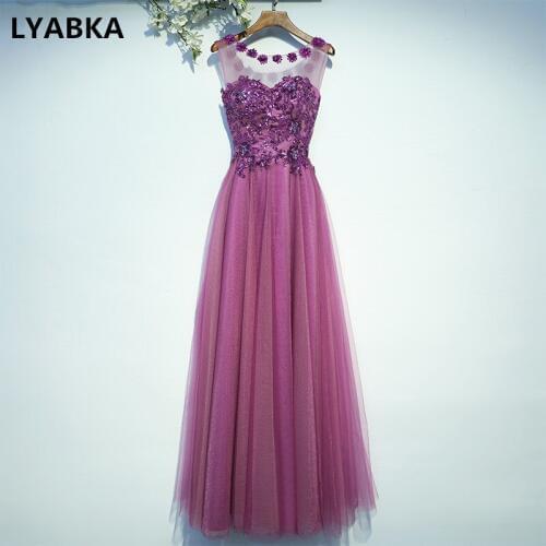 Sexy Scoop Neck Evening Dress Robe De Soiree Tulle With Appliques Evening Dresses Real Photo 2019 New Design Vestido De Festa