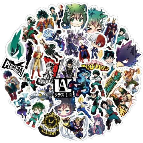 10/30/50pcs Anime My Hero Academia Stickers Laptop Phone Car Case Izuku Midoriya Might Boku No Hero Academia Character Decal Toy