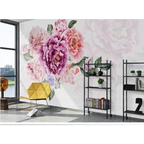 XUE SU Custom large-scale mural wallpaper watercolor peony fashion modern living room sofa bedside background wall
