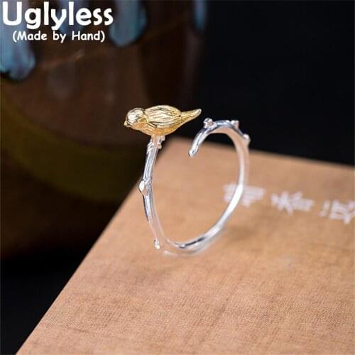 Uglyless Little Silver Birds Rings for Women Creative Animals Jewelry Real 925 Sterling Silver Rings Handmade Lovely Gifts Jewel