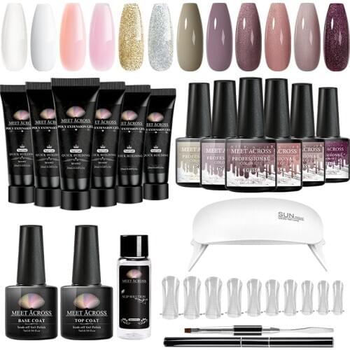 Meet Across 18pcs/set Quick Building UV Nail Gel Kit Nail Art Manicure Acryl Extension UV Gel Varnish Builder Hard LED Gel Set