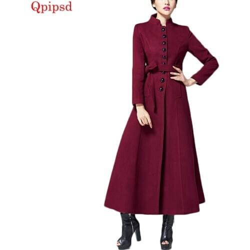 High Grade Winter Woolen Coats 2021 Autumn Long Wool Jacket Coat Womens Single-breasted Slim Warm Wool Overcoat Female Wool Coat