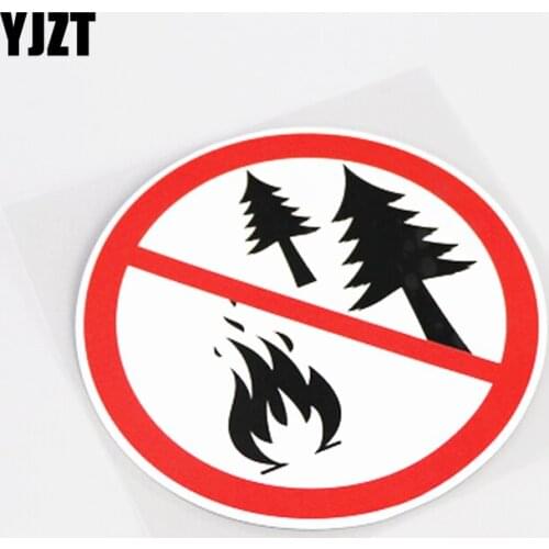 YJZT 12CM*12CM Fashion Warning Mark Prohibit Forest Fires PVC Car Sticker Decal 13-0894