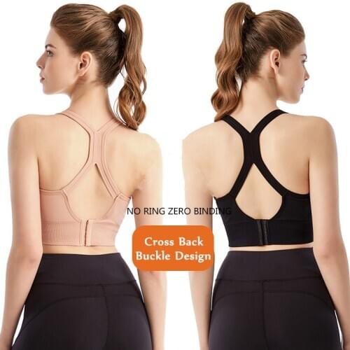 Women Sports Bra Tops High Impact for Fitness Running Pad SportsWear Tank Tops Cross Straps Sports Push Up Bra Female