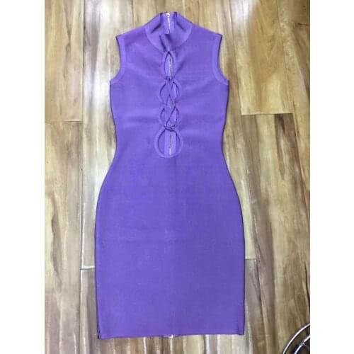 Rayon Bandage Dress Women New Arrival 2017 Lilac Sexy Hollow Out Bandage Dress Wholesale