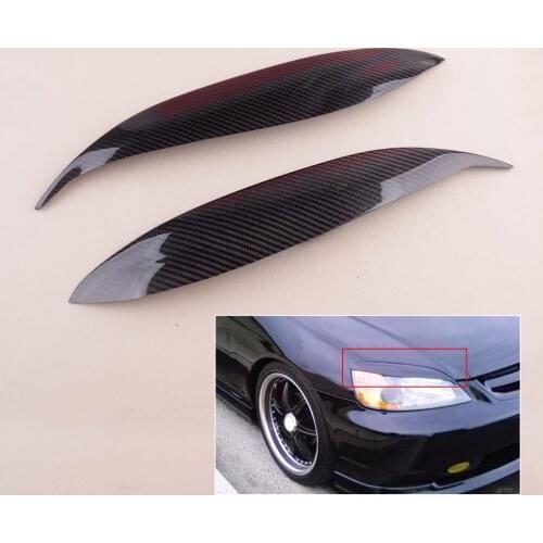1 Pair Carbon Fiber Car Headlight Eyebrow Eyelid Cover Trim Decoration Styling Fit for Honda Civic 1996 1997 1998