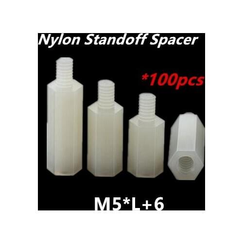 100PCS M5*L+7mm Spacing Screw for PCB/Computer Motherboard Hexagonal Nylon Standoff spacer