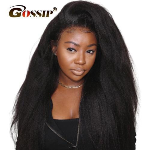 180% Density Lace Wigs Kinky Straight Lace Front Wig Lace Front Human Hair Wigs Pre Plucked T part Wig Lace Frontal Wig Non Remy