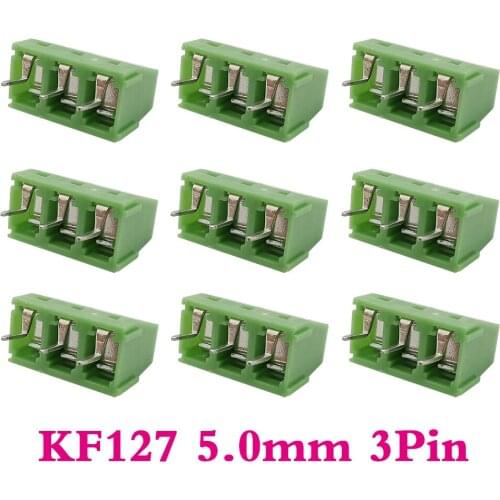 50/100Pcs KF127 3Pin PCB Screw Block Wire Connector KF127 5.0mm Pitch 3P Straight Needle Terminal Block For Wires 3Pin Connector