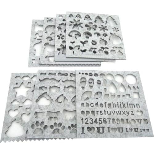 Kids Adults 7pcs Wool Felt Template Needle Felting Stencil Felt Applique Mold Embroidery Mould DIY Felt Crafts Tools Toy
