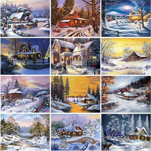 Diy Snow Winter Scenic 5D Diamond Painting Full Square Drill Cross Stitch Resin Landscape Diamond Embroidery Mosaic Home Decor