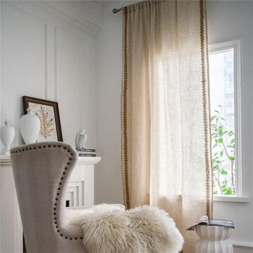 1.5M Width White Lace Edge Curtain Semi Blackout Kitchen Curtain Simple Partition Curtain Bay Window Curtain