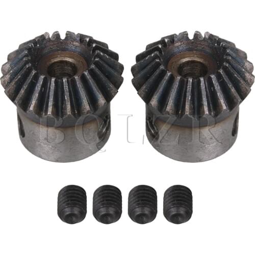 BQLZR 2Pcs 20 Teeth Steel 1 Module Tapered Bevel Pinion Gear Wheel 5mm Bore