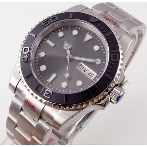 Japan NH36A 24 Jewels Automatic Male Wristwatch Sapphire Glass Brushed Ceramic Bezel Insert Date 40mm Deployment