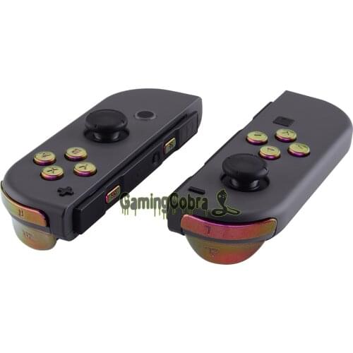 EXtremeRate Purple Yellow Chameleon Glossy Repair ABXY SR SL L R ZR ZL Trigger Full Set Buttons for Nintendo Switch JoyCon